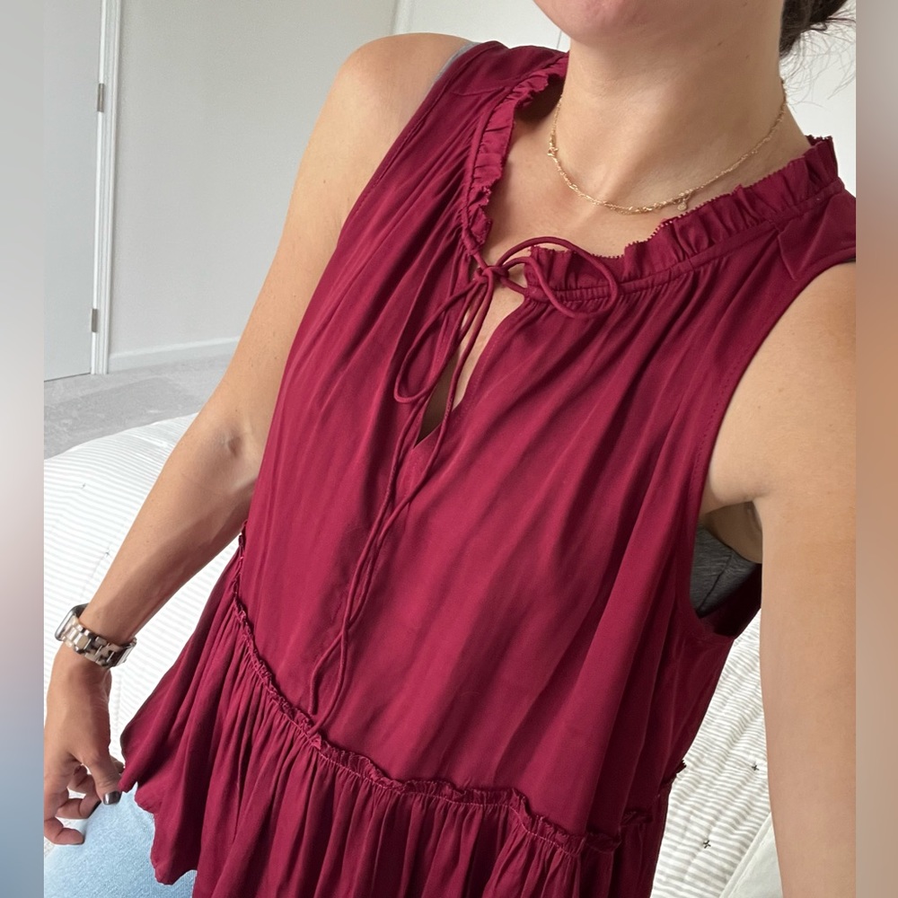 LOFT Satin Flowy Tank with Tie